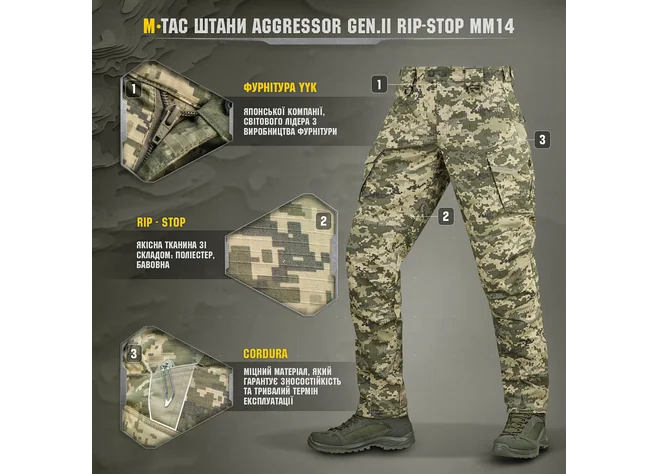 Штани M-Tac Aggressor Gen II Flex Rip-Stop MM14 Фото 3